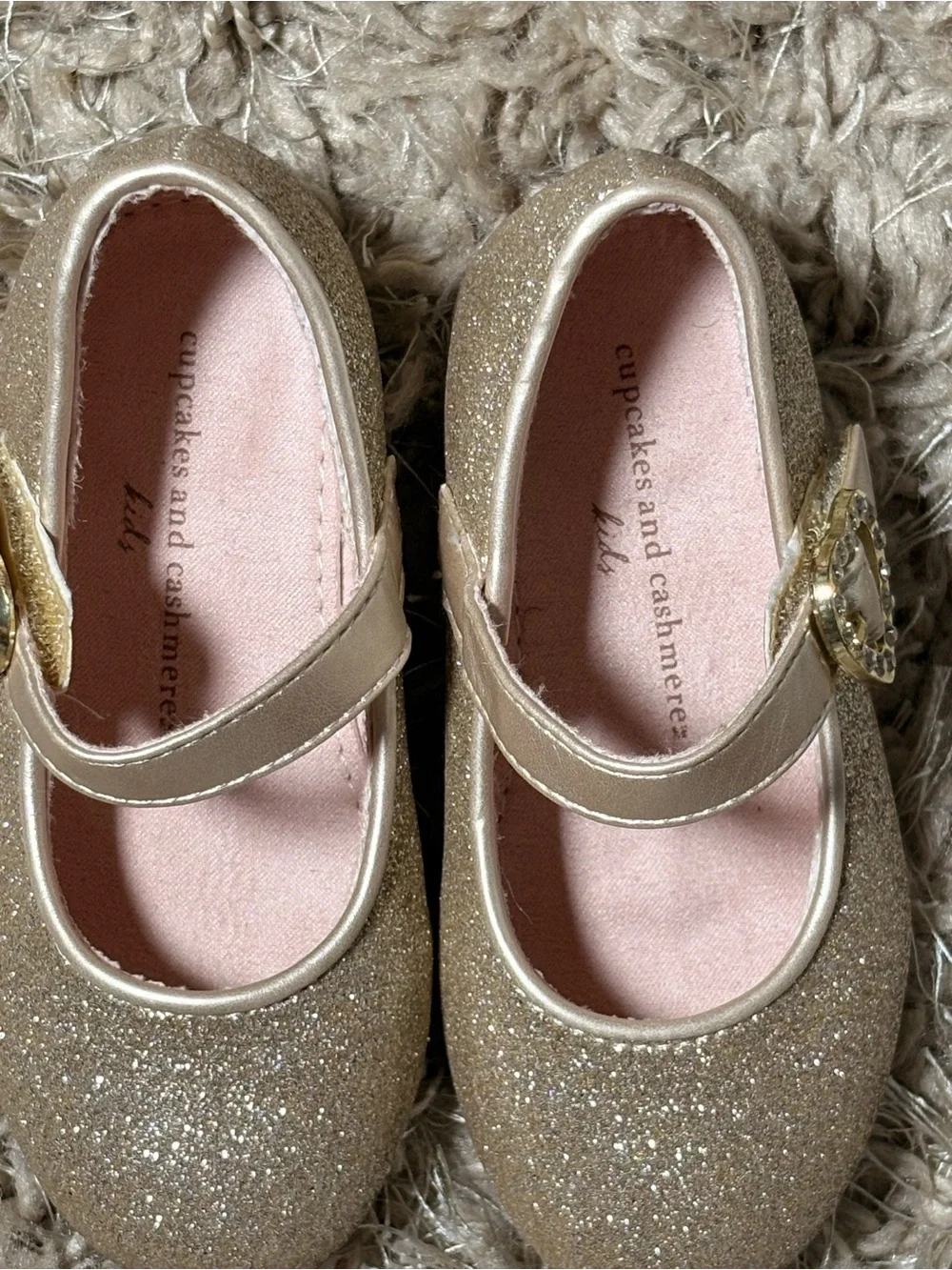 Girls Glitter Heart-Buckle in Gold